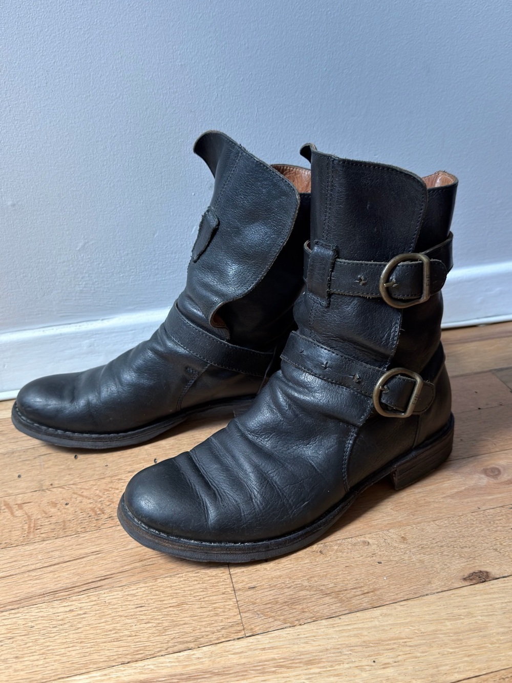 Fiorentini + Baker Black Leather Buckle Boots Size 37